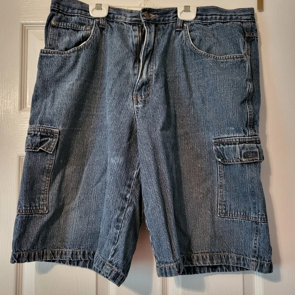 VTG Mens Bugle Boy Blue Jean Cargo Shorts Relaxed Fit - Picture 1 of 7